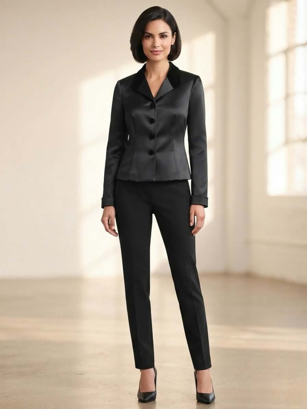Dkny Black Satin-Trim Trousers for Women